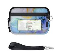 TropicalLife Colorful Abs Designtract Marble Wallet for Women Men Kids Girls Boys Purses Mini Zip Card Case with ID Window Lightweight Portable Small Coin Card Organizer Bag