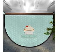 TropicalLife Cupcake Polka Dot Semi Circle Entrance Door Mat Rug Dot Area Rugs for Room Kitchen Home Indoor Non-Slip Floor Bath Indoor