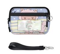 TropicalLife Cute Alpaca Wallet for Women Men Kids Girls Boys Alpaca Llama Purses Mini Zip Card Case with ID Window Lightweight Portable Small Coin Card Organizer Bag