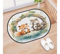 TropicalLife Cute Animal Fox Squirrel Entrance Door Mat Rug for Living Room Kitchen Home Bath Area Rugs Washable Indoor Outdoor Non-Slip Floor Doormat 40 x 60 cm