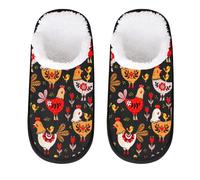 TropicalLife Cute Animal Rooster Chicken Soft Fleece House Slipper Fleece Cozy Home Slipper Fur Slide On House Shoes Bedroom Hotel Indoor, Medium