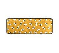 TropicalLife Cute Bee Honey Pattern Kitchen Rug 2x6 Ft Non-slip Kitchen Floor Mat Washable Area Runner Rug Carpet Doormat for Hallway Home Decor Office