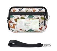TropicalLife Cute Dinosaurs Pattern Wallet for Women Men Kids Girls Boys Color Dinosaurs Purses Mini Zip Card Case with ID Window Lightweight Portable Small Coin Card Organizer Bag