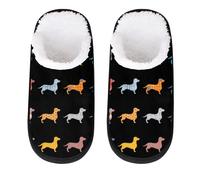 TropicalLife Cute Dogs Dachshund Soft Fleece House Slipper Fleece Cozy Home Slipper Fur Slide On House Shoes Bedroom Hotel Indoor, Medium