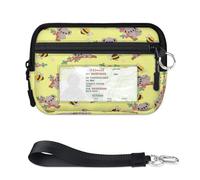 TropicalLife Cute Flower Bee Koala Wallet for Women Men Kids Girls Boys Purses Mini Zip Card Case with ID Window Lightweight Portable Small Coin Card Organizer Bag