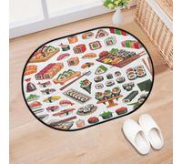 TropicalLife Cute Japan Sushi Print Entrance Door Mat Rug for Living Room Kitchen Home Bath Area Rugs Washable Indoor Outdoor Non-Slip Floor Doormat 40 x 60 cm