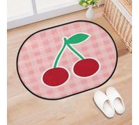 TropicalLife Cute Plaid Fruit Cherry Entrance Door Mat Rug for Living Room Kitchen Home Bath Area Rugs Washable Indoor Outdoor Non-Slip Floor Doormat 40 x 60 cm