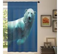 TropicalLife Cute Polar Bear Voile Window Curtains Sheer 139.7 x 198 cm, Bear Curtain for Living Room Bedroom Kitchen Home Door Decoration Drapes