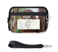 TropicalLife Cute Sloth Wallet for Women Men Kids Girls Boys Funny Sloth Purses Mini Zip Card Case with ID Window Lightweight Portable Small Coin Card Organizer Bag