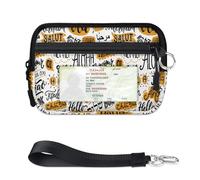 TropicalLife Different Languages Hello Pattern Wallet for Women Men Kids Girls Boys Purses Mini Zip Card Case with ID Window Lightweight Portable Small Coin Card Organizer Bag