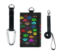 TropicalLife Dog Paws Prints Wallet Slim Small Pocket Money Organisers Bag Colorful Paws Lightweight Portable Change Purse