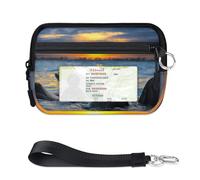 TropicalLife Dolphin Sunset Sea Wallet for Women Men Kids Girls Boys Dolphin Purses Mini Zip Card Case with ID Window Lightweight Portable Small Coin Card Organizer Bag