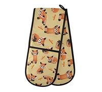 TropicalLife Double Oven Glove Mitts Cute Red Panda Animal Heat Resistant Pot Holders for Home Kitchen Cooking Baking Outdoor BBQ