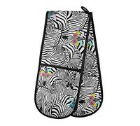 TropicalLife Double Oven Glove Mitts Gemetric Stripes Zebra Animal Pattern Heat Resistant Pot Holders for Home Kitchen Cooking Baking Outdoor BBQ