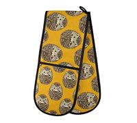 TropicalLife Double Oven Glove Mitts Hedgehog Animal Pattern Print Heat Resistant Pot Holders for Home Kitchen Cooking Baking Outdoor BBQ