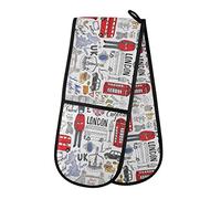 TropicalLife Double Oven Glove Mitts London City Bridge Big Ben Heat Resistant Pot Holders for Home Kitchen Cooking Baking Outdoor BBQ
