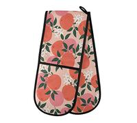 TropicalLife Double Oven Glove Mitts Orange Fruit Flower Leaves Heat Resistant Pot Holders for Home Kitchen Cooking Baking Outdoor BBQ