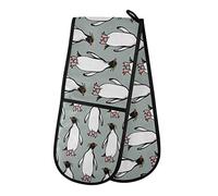 TropicalLife Double Oven Glove Mitts Penguin Bird Animal Pattern Print Heat Resistant Pot Holders for Home Kitchen Cooking Baking Outdoor BBQ