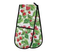 TropicalLife Double Oven Glove Mitts Raspberry Fruit Pattern Print Heat Resistant Pot Holders for Home Kitchen Cooking Baking Outdoor BBQ