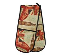 TropicalLife Double Oven Glove Mitts Retro London Big Ben Union Jack Heat Resistant Pot Holders for Home Kitchen Cooking Baking Outdoor BBQ