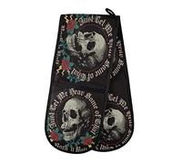 TropicalLife Double Oven Glove Rock In Roll Skull Rose Double Oven Mitt Heat Resistant Cotton Lining Pot Holder for Kitchen Baking Cooking Grilling Christmas