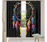 TropicalLife Dreamcatcher Colorful Feather Semi Transparent Sheer Curtains - Slot Top Voile Curtain Panel for Living Room & Bedroom Window Treatments(55 "Wide x 78" Drop 2 Panels)
