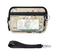 TropicalLife Egypt Symbol Wallet for Women Men Kids Girls Boys Ancient Egypt Purses Mini Zip Card Case with ID Window Lightweight Portable Small Coin Card Organizer Bag