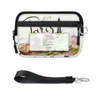 TropicalLife Eiffel Tower Wallet for Women Men Kids Girls Boys Eiffel Tower Paris Design Purses Mini Zip Card Case with ID Window Lightweight Portable Small Coin Card Organizer Bag