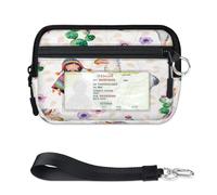 TropicalLife Ethnic Flower Llama Wallet for Women Men Kids Girls Boys Llama Purses Mini Zip Card Case with ID Window Lightweight Portable Small Coin Card Organizer Bag