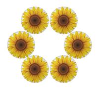 TropicalLife Floral Sunflower Design Placemats Set of 6 Round Dining Table Mats Heat Resistant Non Slip Place Mats Washable for Home Kitchen Indoor Outdoor Party Decoration