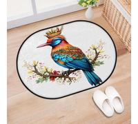 TropicalLife Flower Colorful Crown Bird Entrance Door Mat Rug for Living Room Kitchen Home Bath Area Rugs Washable Indoor Outdoor Non-Slip Floor Doormat 40 x 60 cm