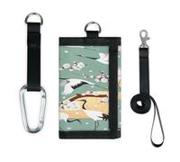 TropicalLife Flower Cranes Japan Wallet Slim Small Pocket Money Organisers Bag Cranes Bird Lightweight Portable Change Purse