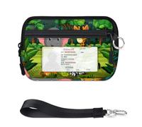 TropicalLife Forest Animals Wallet for Women Men Kids Girls Boys Animals Print Purses Mini Zip Card Case with ID Window Lightweight Portable Small Coin Card Organizer Bag