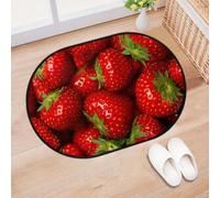 TropicalLife Fruits Strawberry Entrance Door Mat Rug for Living Room Kitchen Home Bath Reds Fruits Area Rugs Washable Indoor Outdoor Non-Slip Floor Doormat 40 x 60 cm