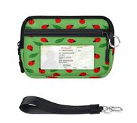 TropicalLife Funny Animal Ladybug Leaves Wallet for Women Men Kids Girls Boys Purses Mini Zip Card Case with ID Window Lightweight Portable Small Coin Card Organizer Bag
