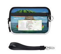 TropicalLife Funny Cat Wallet for Women Men Kids Girls Boys Umbrella Cat Sea Purses Mini Zip Card Case with ID Window Lightweight Portable Small Coin Card Organizer Bag