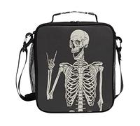 TropicalLife Funny Human Skeleton Skull Lunch Bag for Kids Girl Boy Insulated Lunch Box Portable Bento Bag Reusable Thermal Tote Cooler Bag Leakproof Picnic Lunch Bag for School
