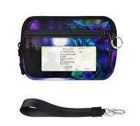 TropicalLife Galaxy Moon Wolf Wallet for Women Men Kids Girls Boys Purses Mini Zip Card Case with ID Window Lightweight Portable Small Coin Card Organizer Bag