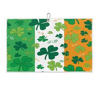 TropicalLife Golf Towel Shamrocks Irish Flag, Golf Towels St.Patricks Day for Golf Bags with Clip,Microfiber Golf Towel for Men Women, Golf Accessories for Golf Fan Yoga,Gym,15" x 24"