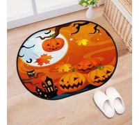 TropicalLife Halloween Castle Pumpkin Entrance Door Mat Rug for Living Room Kitchen Home Bath Halloween Area Rugs Washable Indoor Outdoor Non-Slip Floor Doormat 40 x 60 cm