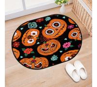 TropicalLife Halloween Pumpkin Entrance Door Mat Rug for Living Room Kitchen Home Bath Halloween Flowers Area Rugs Washable Indoor Outdoor Non-Slip Floor Doormat 40 x 60 cm