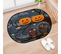 TropicalLife Halloween Pumpkin Entrance Door Mat Rug for Living Room Kitchen Home Bath Halloween Owl Area Rugs Washable Indoor Outdoor Non-Slip Floor Doormat 40 x 60 cm