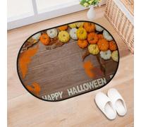 TropicalLife Halloween Pumpkin Entrance Door Mat Rug for Living Room Kitchen Home Bath Pumpkin Wood Area Rugs Washable Indoor Outdoor Non-Slip Floor Doormat 40 x 60 cm