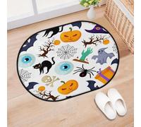 TropicalLife Halloween Spider Pumpkin Entrance Door Mat Rug for Living Room Kitchen Home Bath Halloween Cat Eyes Area Rugs Washable Indoor Outdoor Non-Slip Floor Doormat 40 x 60 cm