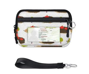 TropicalLife Hedgehog Apples Wallet for Women Men Kids Girls Boys Hedgehog Purses Mini Zip Card Case with ID Window Lightweight Portable Small Coin Card Organizer Bag