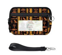 TropicalLife Hieroglyphics Ancient Egypy Wallet for Women Men Kids Girls Boys Purses Mini Zip Card Case with ID Window Lightweight Portable Small Coin Card Organizer Bag
