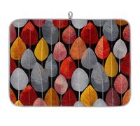TropicalLife Highly Absorbent Dish Drying Mat, Non-Slip Kitchen Counter Drying Pad with Autumn Leaves Pattern Design, 18x24 Inch