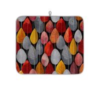 TropicalLife Highly Absorbent Dish Drying Mat, Non-Slip Kitchen Counter Drying Pad with Autumn Leaves Pattern Design, 16x18 Inch