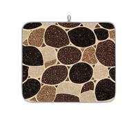 TropicalLife Highly Absorbent Dish Drying Mat, Non-Slip Kitchen Counter Drying Pad with Brownglitter Mosaic Design, 16x18 Inch
