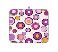 TropicalLife Highly Absorbent Dish Drying Mat, Non-Slip Kitchen Counter Drying Pad with Colorful Circles Art Design, 16x18 Inch